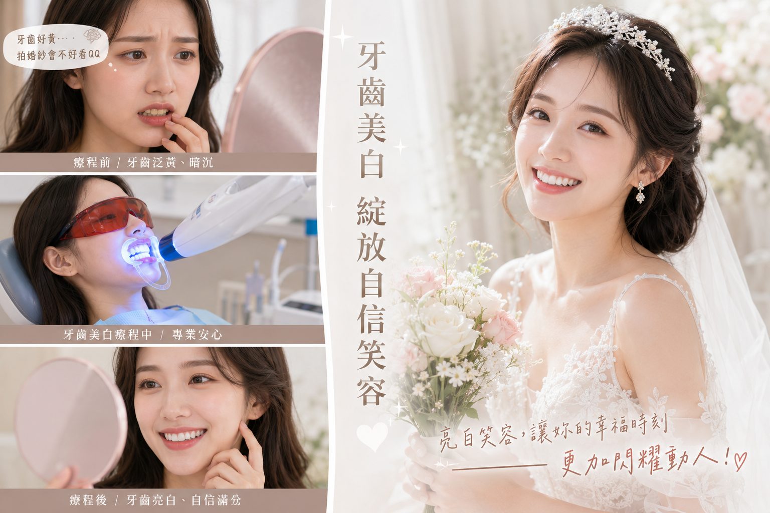 拍婚紗牙齒美白